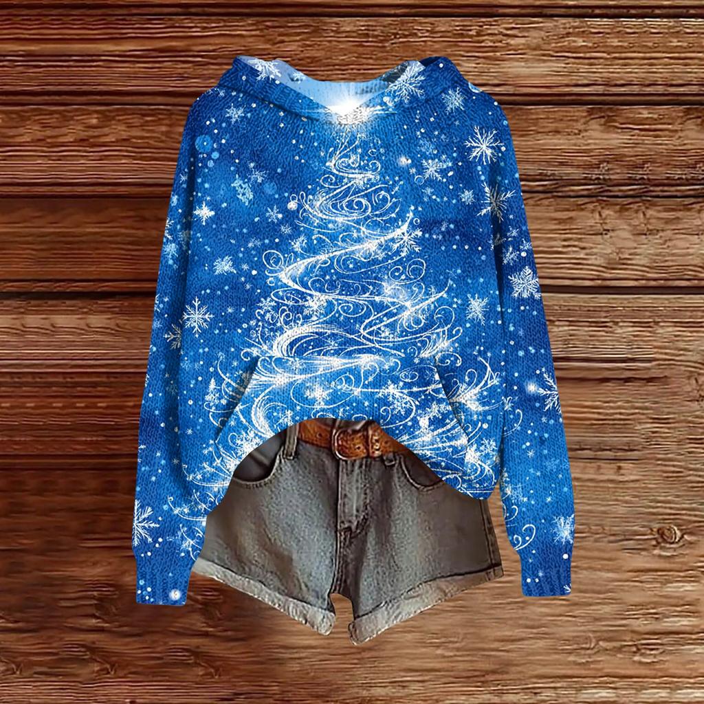 Ladies' Fashionable Printing Casual Hooded Long Sleeved Sweatshirt