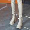 Fashion Womens Thick-heeled Over-the-knee Boots High Heeled High Quality Fad White Long Boots Women Heightened Elastic Boots Boats Mujer