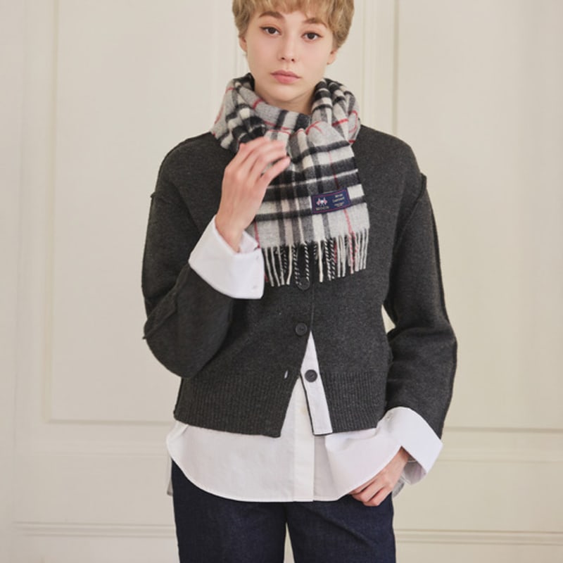 ABRAHAM MOON Merino Wool Muffler 25cm - Gray Thompson