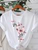 Women's Pink Butterfly Print T-Shirt Casual Round Neck Short Sleeve with Geometric Floral Design Women's Harajuku Sleeve Casua