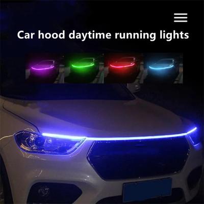 Led carro luzes diurnas tira universal drl capa do motor do carro decoração capa barra de luz flexível faróis automóveis 12v