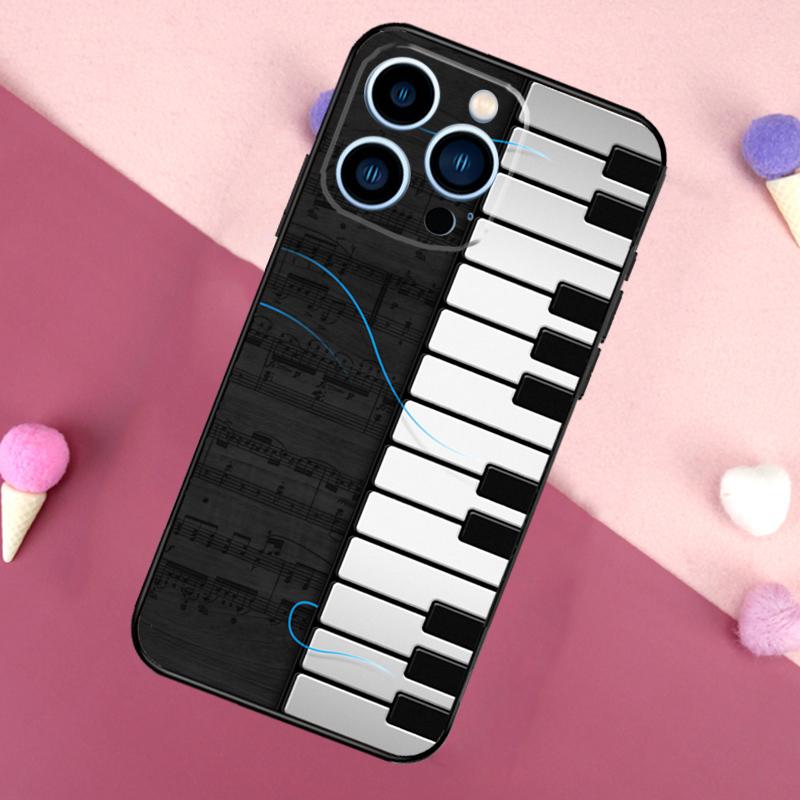 Piano Keys Keyboard design Case For iPhone 16e 16 15 Pro Max 11 12 13 Mini 14 15 Pro Max 15 Plus XR Phone Back Cover