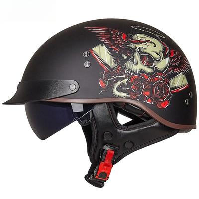 Sommer-Motorradhelm, Helm für Elektroauto, Harley-Helm, Retro-Halbhelm für Frühling und Herbst, Helme für Damen und Herren