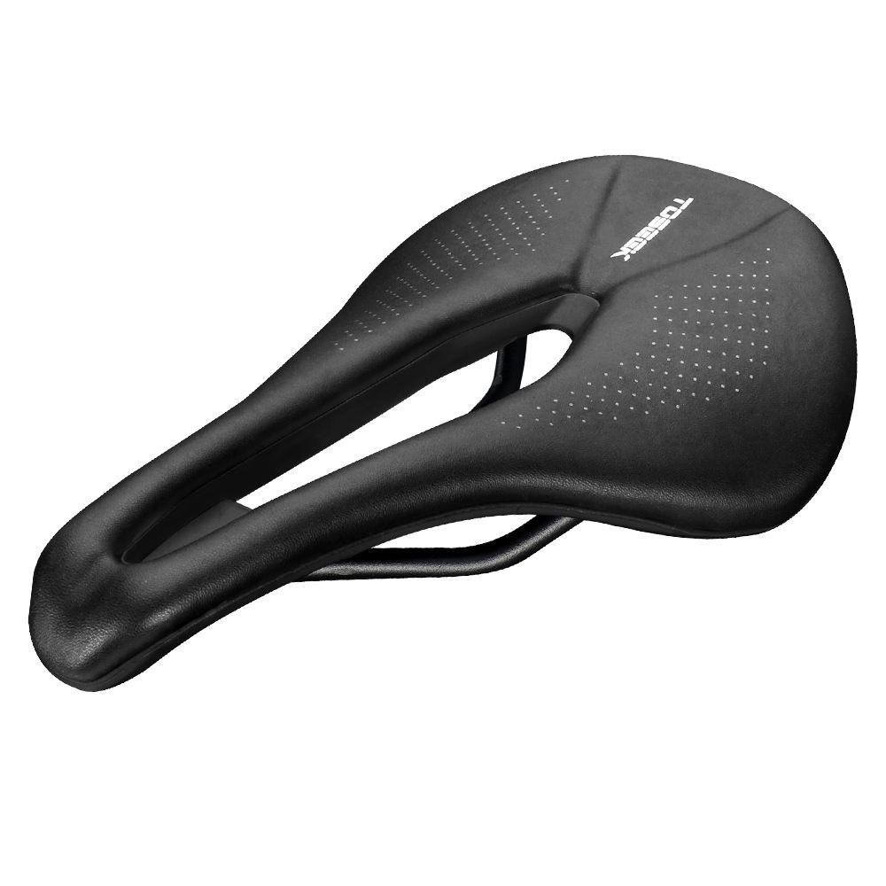 TOSEEK Fahrradsattel Carbon Leichtleder Gel Belüftung Mountain Road Bike Sitzsattel mit Einfachem Originaldesign für