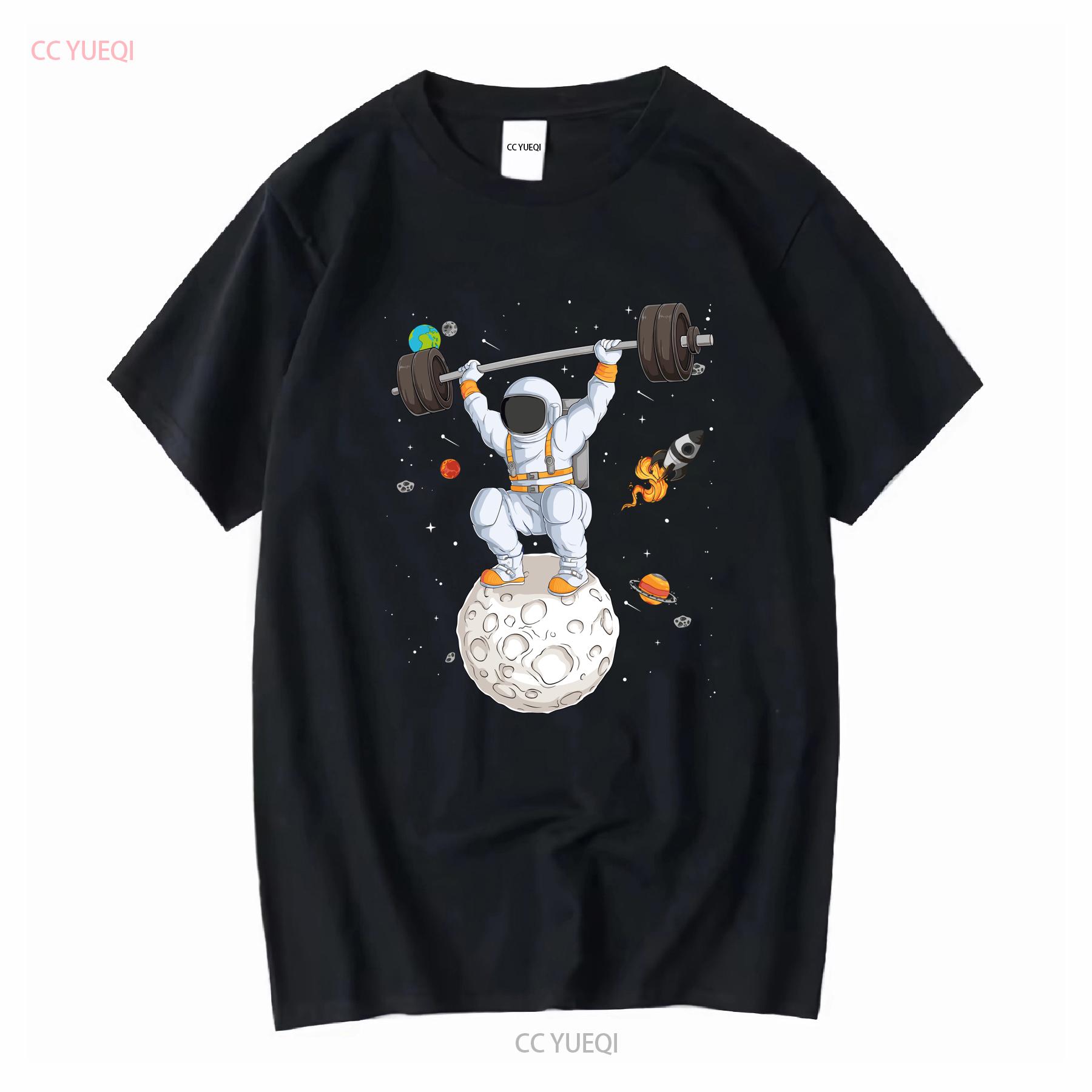 

Funny Astronaut Space Weightlifting Fitness Workout T Shirt long or short sleeves vintage Washed homme Comfortable Versatile 4XL