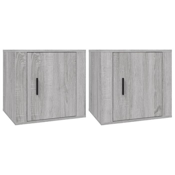 Table de chevet - Maison Exclusive - Sonoma gris - Lot de 2 - Bois d'ingénierie 50x39x47 cm