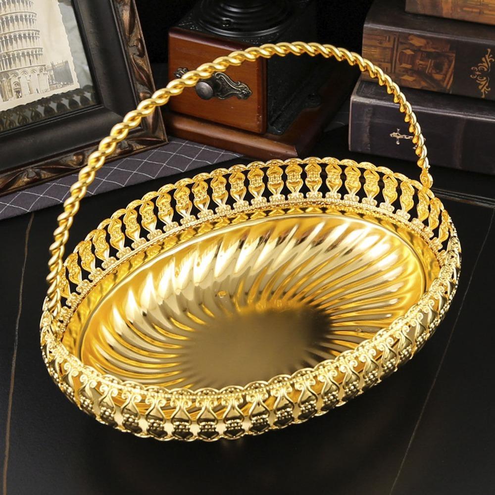 Gold Serving Tray With Handle Snack Tray Serving Trays Food Serving Basket For Family