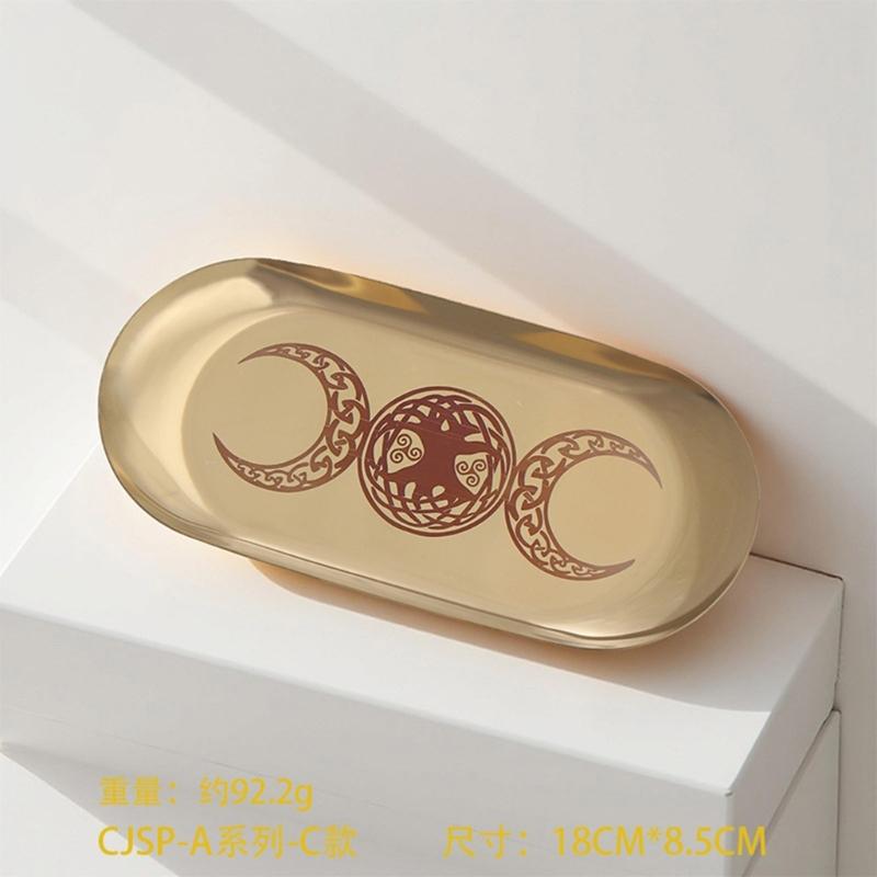 Ovales Tablett Schmucktablett Pentagramm-Tablett Dekotablett Serviettenablage Platte Kerzenhalter Tablett für Zuhause