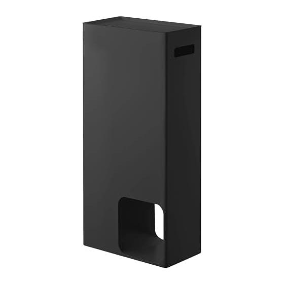 Yamazaki Jitsugyo Toilet Paper Stocker Black Approx. W23XD12.5XH48cm Tower Toilet Storage Shelf Rack 3456