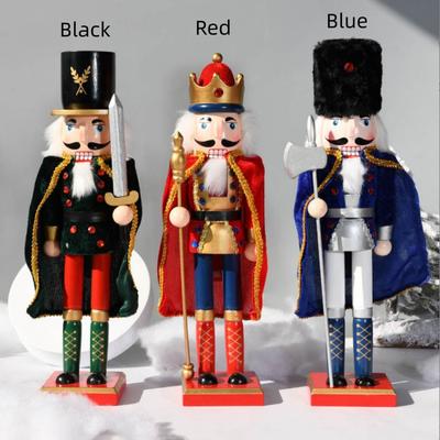 Christmas Nutcracker Decoration Puppet Solider Cloak King Wooden Doll Walnut Handcraft Figurine Home Office Decor Merry Christma