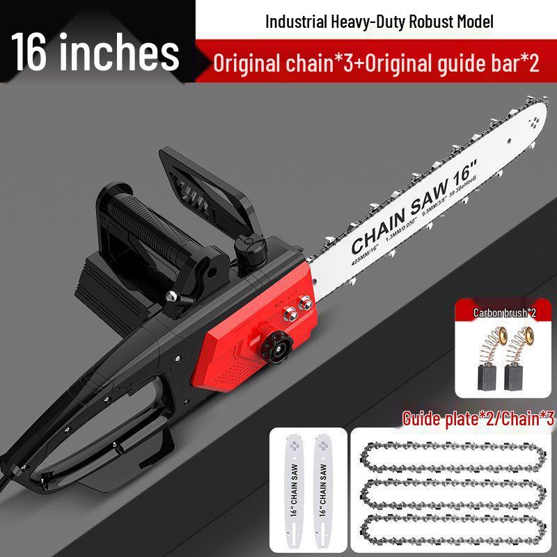 16-Inch Corded Electric Chainsaw: Handheld, Large Capacity for Household and Outdoor Use
