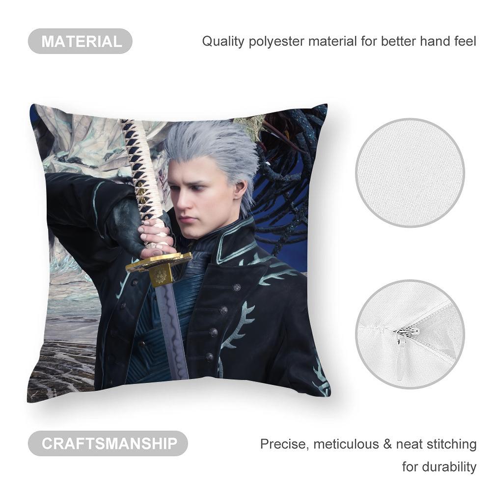 Poszewka na poduszkę Vergil D-Devil May C-Cry Nadruk 3D Włókno poliestrowe 45*45 cm Dekoracja poszewki na poduszkę dekoracyjną do domu na sofę Prezent festiwalowy