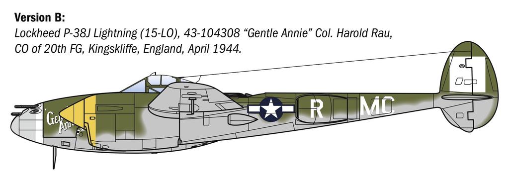 Italeri 1/48 Scale WWII American P-38J Lightning European Front Plastic Model Kit IT2834 (Airplane)