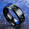 1pcs Men Black Titanium Wedding Band Ring With Black And Blue Carbon Fiber Inlay
