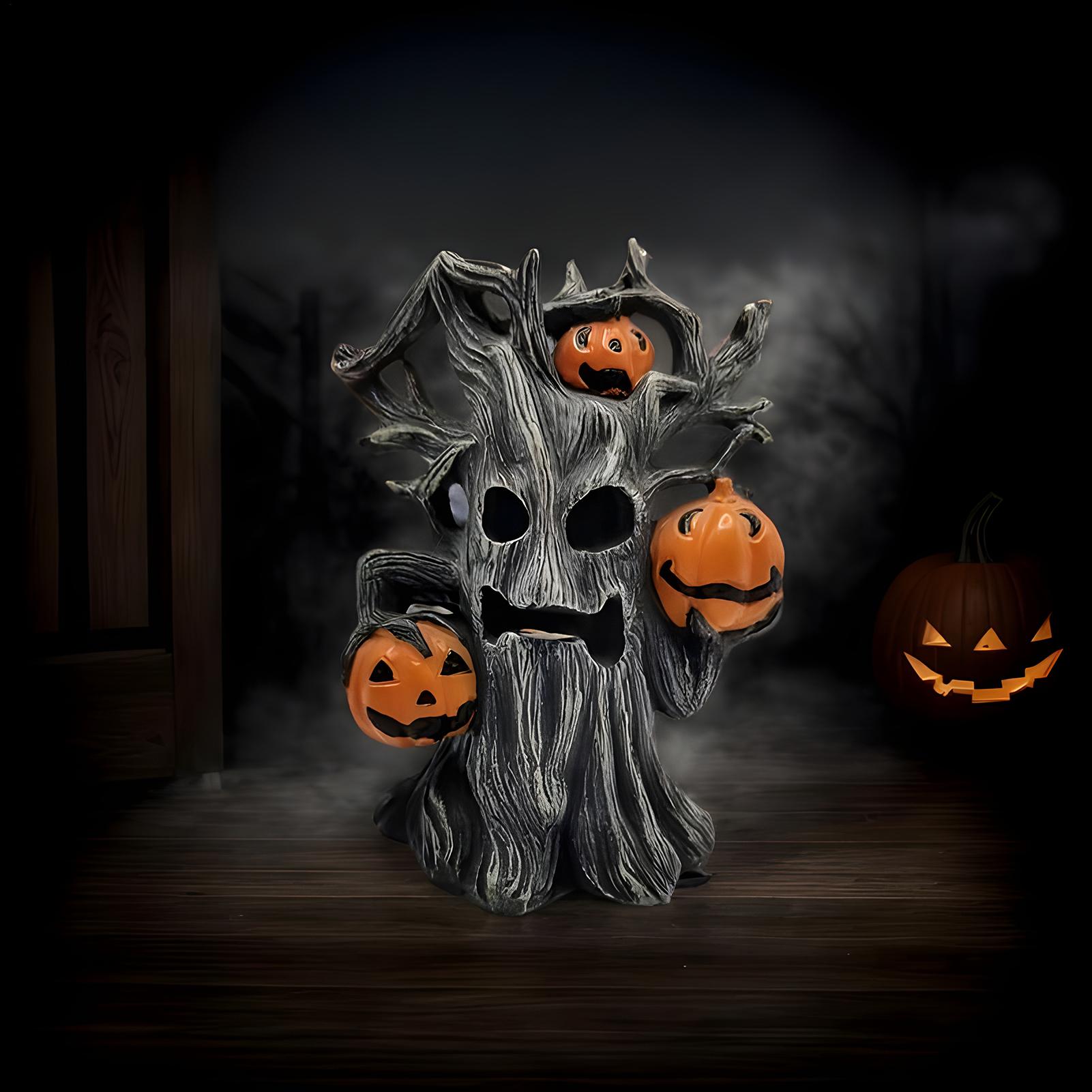Pumpkin Figurine Resin Halloween Pumpkin Skull Tree Halloween Pumpkin Tree Sculpture Ornaments Outdoor Garden Decoration China Mainland