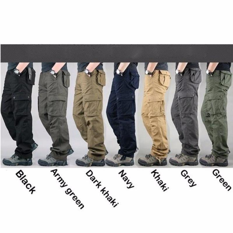 Men's Overalls Outdoor Straight Multi-pocket Cargo Pants Casual Wear Resistant Multi-pocket Military Tactical Pants