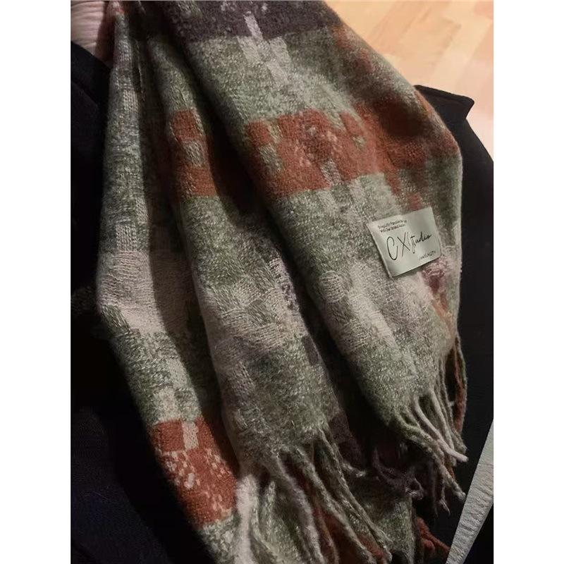 Scarf Winter New Collection Autumn/Winter Atmosphere Plaid Fringe For Couples, Warm And Student High-End Style Scarf