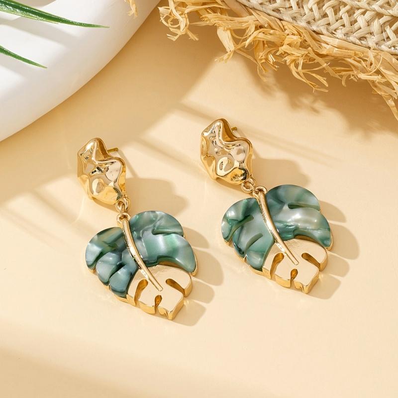 CAOSHI Fancy Green Leaf Design Dangle Earrings for Women Luxury Gold Color Party Statement Jewelry Gifts Elegant Ear Accessories