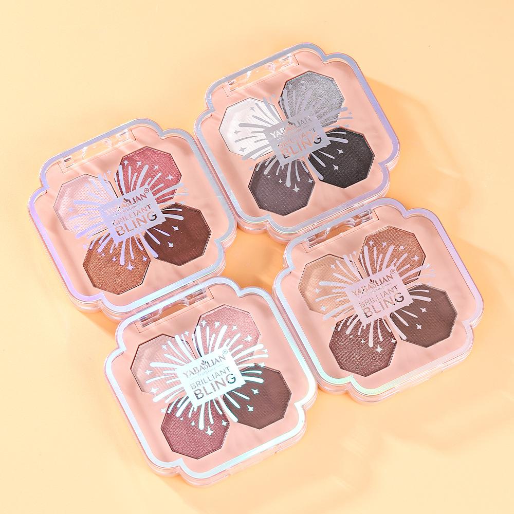 4 Colors Four-leaf Clove Eyeshadow Palette Professional Highlight Shimmer Brightening Long Lasting Eye Shadow Eye Makeup Eye Cosmetic