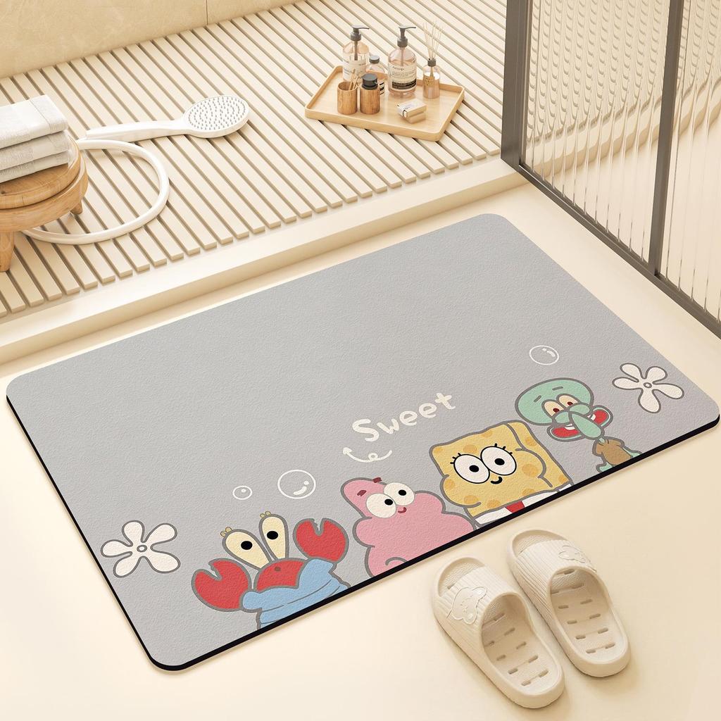 2026 New Style Non-Slip Diatom Mud Water Absorption Anime Bathroom Floor Mat - Quick Dry