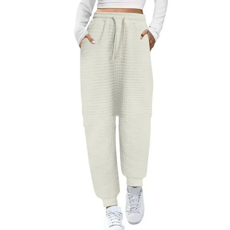 Herbst Elastische Taille Harem Hosen Frauen Winter Mode Lose Beiläufige Hosen Frauen Solide Kordelzug Plaid Hosen Pantalon 30216