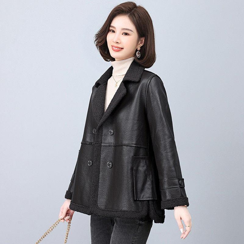 Zesílená a teplá bunda Oboustranná kožená bunda s vlněnou podšívkou