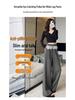 Spring 2025 Women's High-Waist Polka Dot Wide-Leg Sweatpants with Lace Trim
