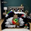 Cartoon Cat Duvet Cover Set Cute Cat Head Room Decor Bedding Set Colorful Pet Twin Double Queen King Size Polyester Qulit Cover