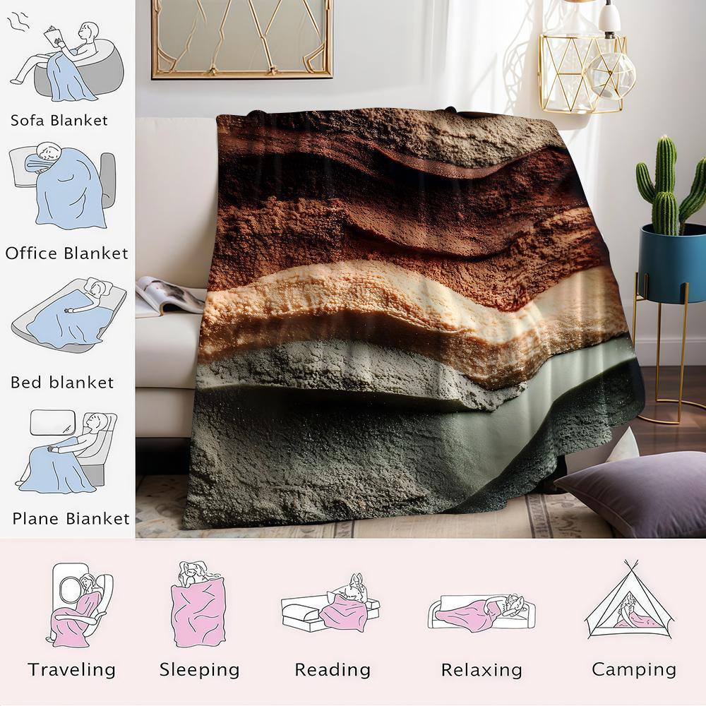 Brown Wave Texture Flannel Blanket Warm Soft Halloween Christmas Couch Warm Cozy Decorative Decor Gift for All Season