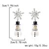 1 Pair of Fashion Christmas New Year Earrings Creative Pearl and Diamond Snowflake Snowman Christmas Earrings Crystal Holiday Ear Hook Zircon Earrings