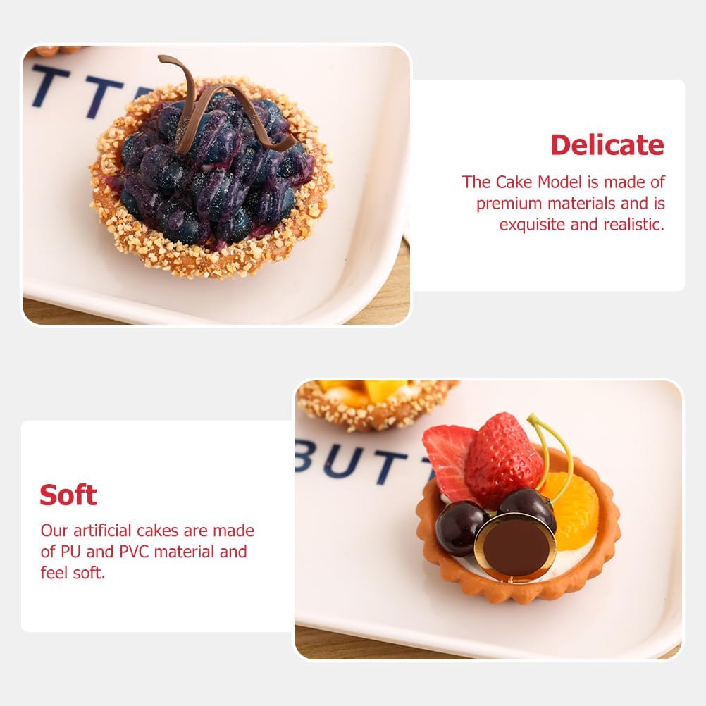 Hemoton 6Pcs Artificial Cake Set, Fake Simulation Realistic Food, Imitation Faux Fruit Cake Dessert, for Kitchen Party Decoration Display Props Model