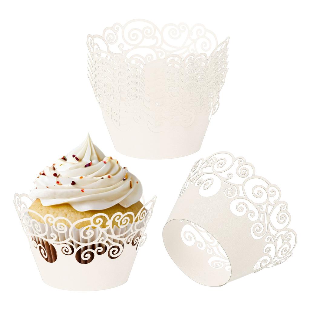 50 Pack Cupcake Wrappers Paper, Baking Cups Standard Cloud Decoration for Anniversary Birthday Weddings and Parties, Pink