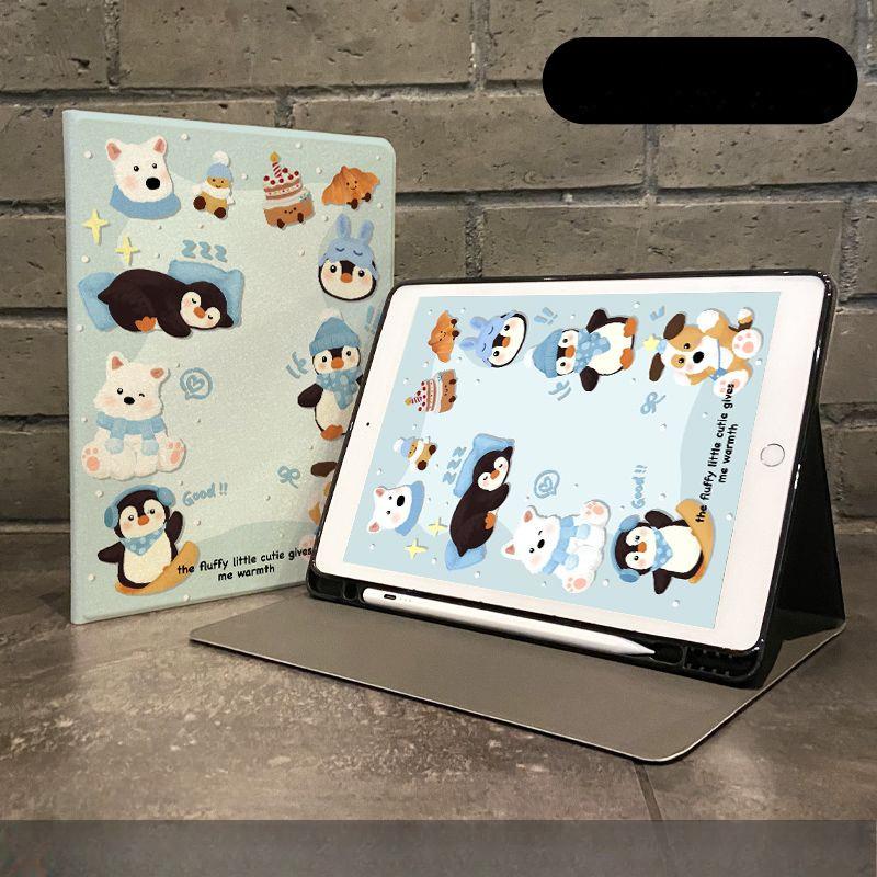 

Совместимый чехол для iPad в стиле книги для Air5/4 10.9 Pro2024 11 Pro22/21/20 12.9 Gen10 10.9 Mini6/7 с рисунком мультяшных пингвинов iPad Air6（13）