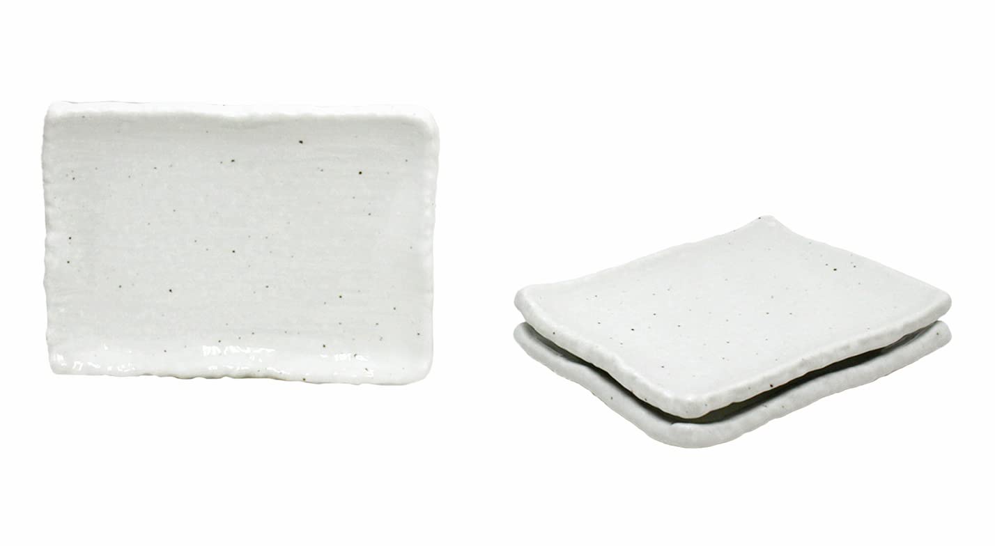 

New use Mino ware Japanese style cafe series Atsushi Fuchi square sensuji serving plate white set [Commercial set] 3-piece