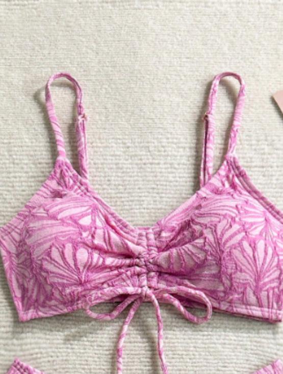 European American High-Waisted Lace-up Bikini Swimsuit for Beach Vacation