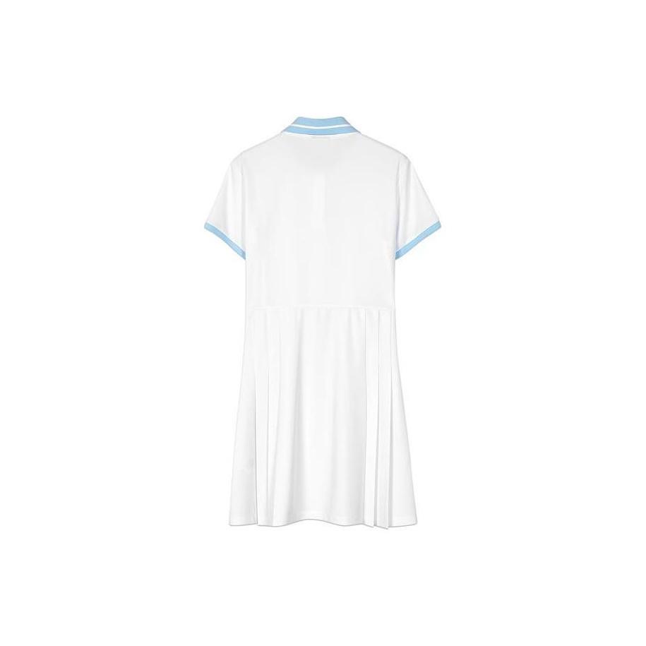 Skechers Color Block Striped Polo Short Sleeve Dress Women dresses Bright-White L221W223-0019