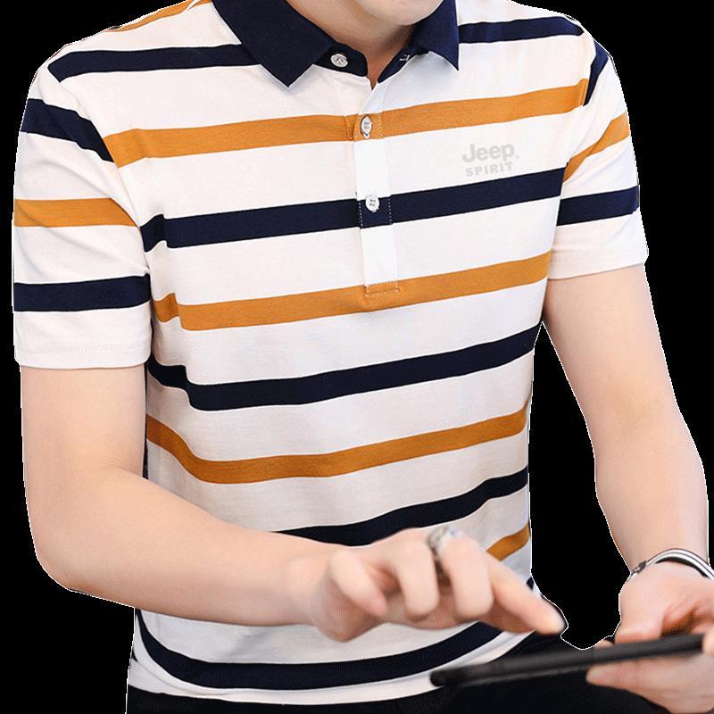 JEEP SPIRIT Men s Striped Polo Shirt 4XL