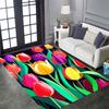 Vintage Floral Tulip Patterned Floor Mat, Non-slip, Machine Washable, Suitable for Living Rooms, Bedrooms, and Home Décor.