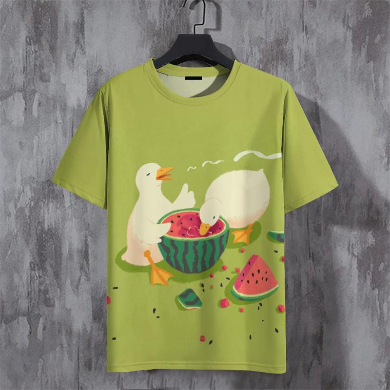Funny Duck Pattern T Shirt For Men Cute Animal 3D Printed Tees Summer Casual Street O-Neck Tops Short Sleeve Loose T-Shirts