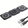40W 3 In 1 Wireless Charger Pad Stand Magnetic Fast Charging Dock Station for iPhone 16 15 14 13 12 11  X XR  Watch Airpods