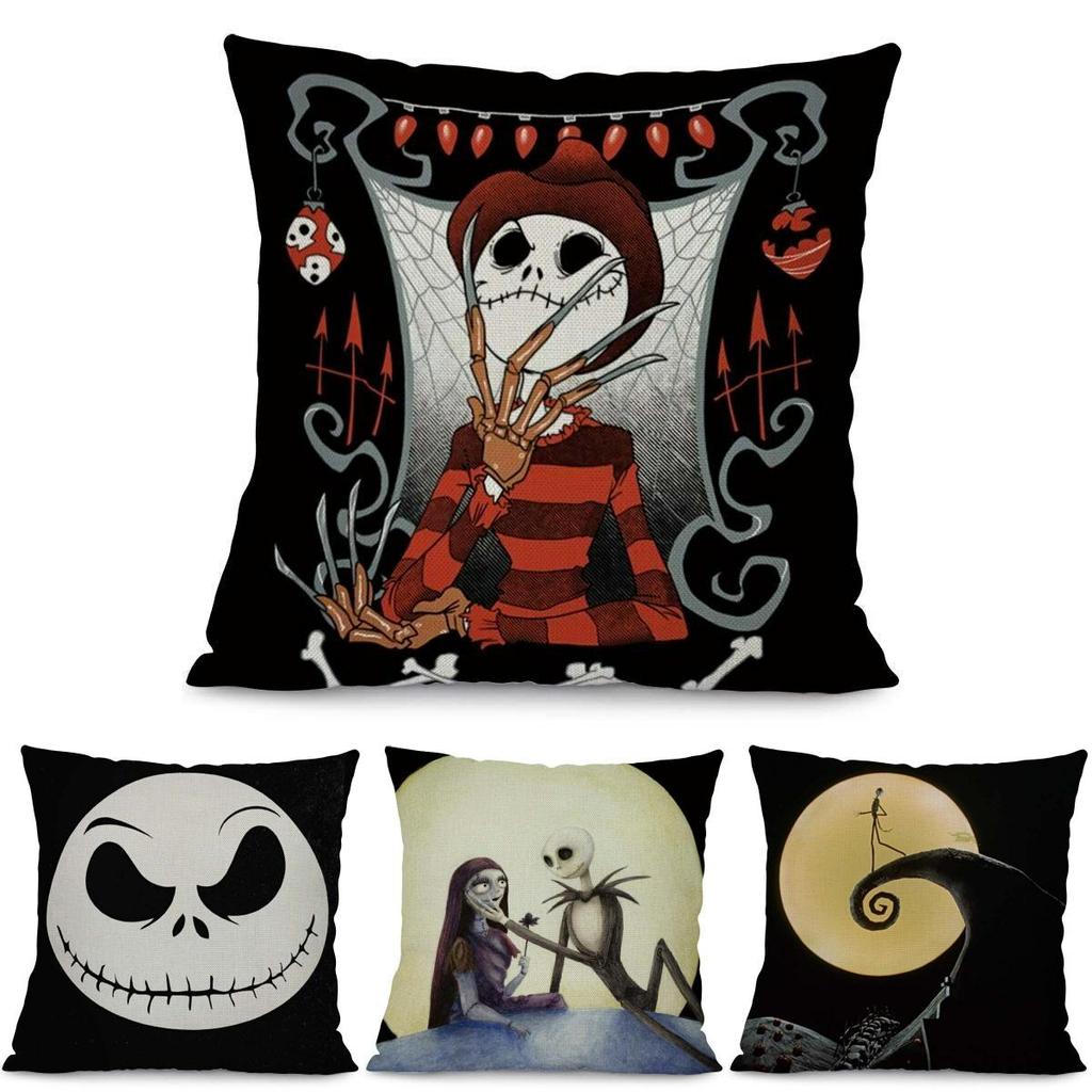 Einzigartiges Nightmare Before Christmas Geisterkopf-Design Dekorative Kissenhülle Baumwolle Leinen Material Leicht zu reinigen