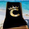 Black Golden Crown Letter Towel Sports Quick Dry Travel Camping Sandproof Soft Light Large Beach Towel