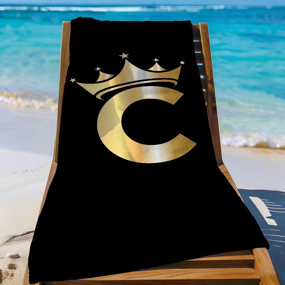 Black Golden Crown Letter Towel Sports Quick Dry Travel Camping Sandproof Soft Light Large Beach Towel