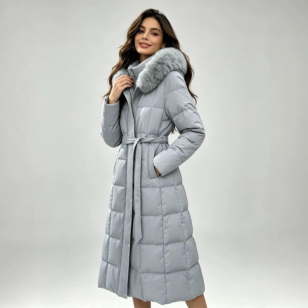 Women`s Mid-Length Knee-Length Padded Coat, Stand