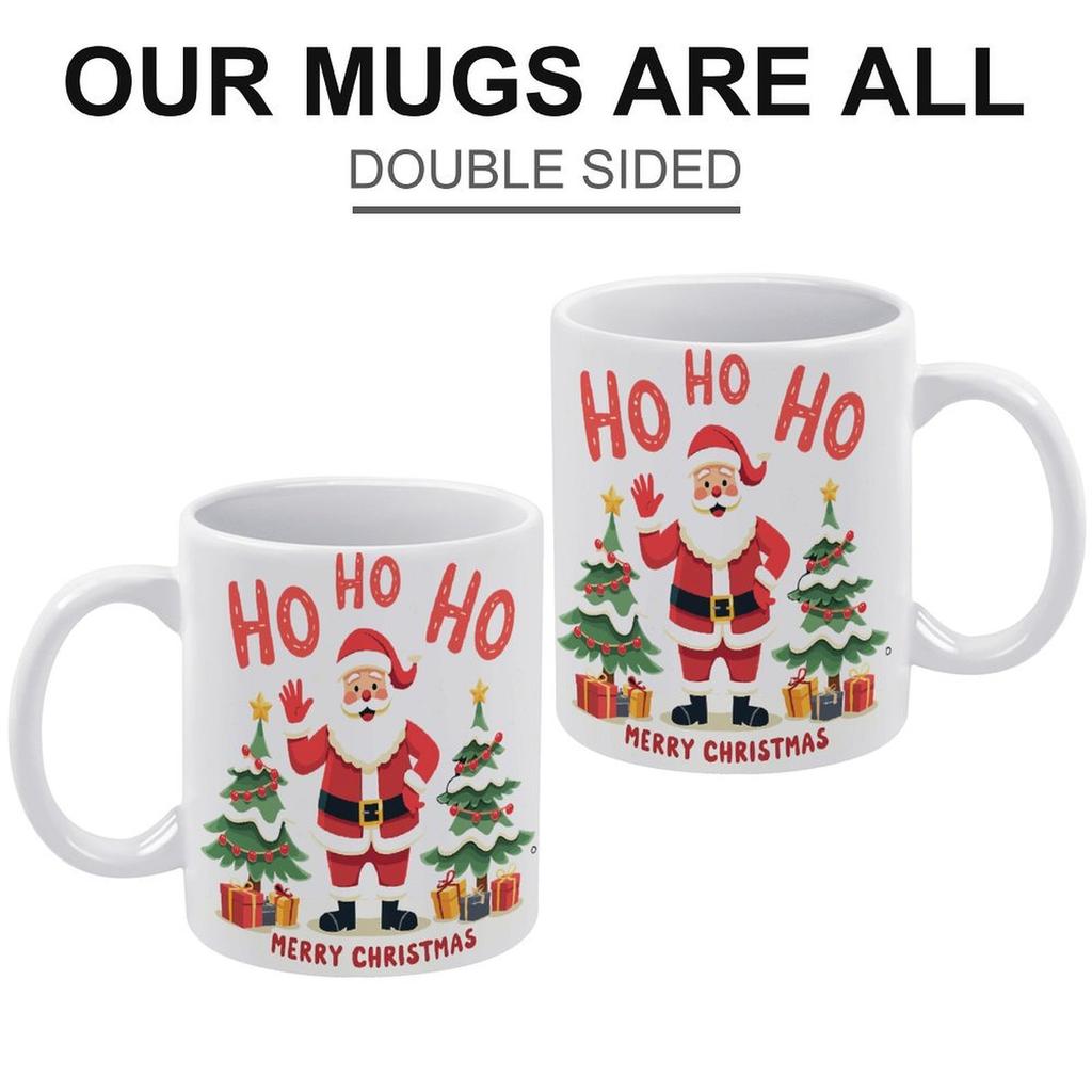 11oz White Ceramic Mug with Smooth Glossy Body and Dual-Side Print, Perfect for Hot Drinks During Work, Study or Home Relaxation