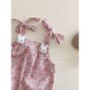 2025 Summer New Floral Print Sleeveless Romper for Baby Girls, Thin Summer Style Strap Bodysuit