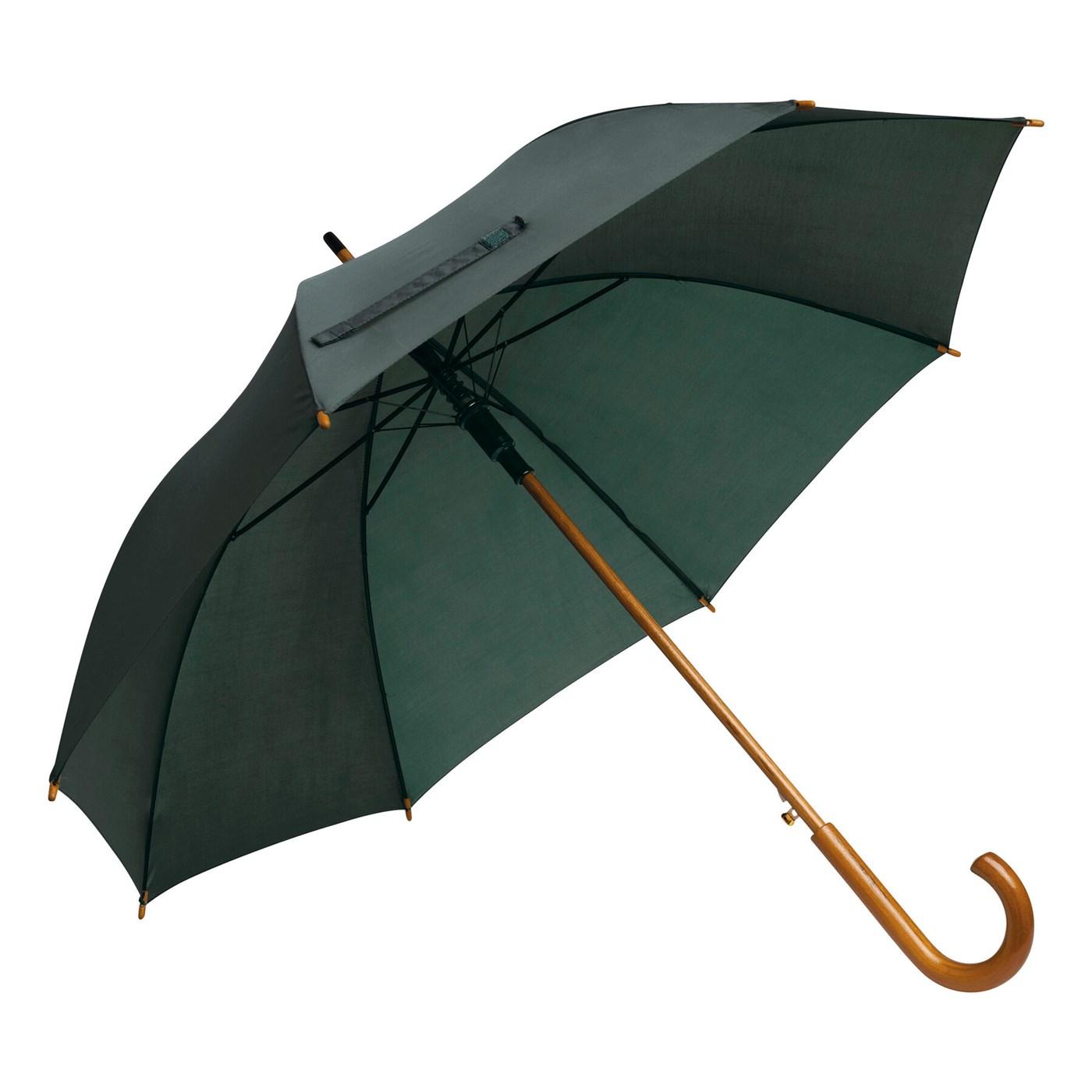 L-Merch Tango Houten Handvat Automatische Stokparaplu 89cm x donkergroene kleur