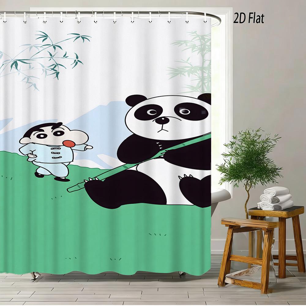 Crayon Shin-Chan The Movie Ora To Hakase No Natsuyasumi 2D Print Waterproof Shower Curtain, Blue Anime Bathroom Decor With Hooks
