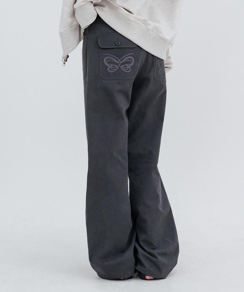 HIGH SCHOOL DISCO Two-Button Pocket Bootcut Pants_Charcoal