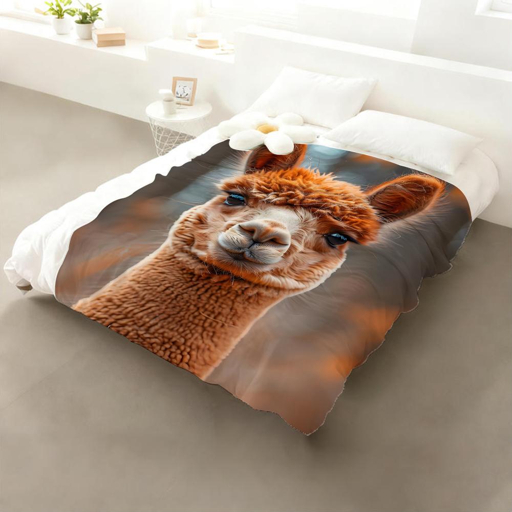 

Character Alpaca Throw Flannel Throw Blanket: Soft Kid-Friendly Warm Anti-Static All Season Washable Couch Bed Home 75x90cm